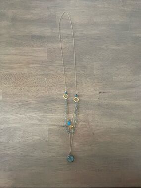 Gold-Tone Multi-Strand Necklace with Turquoise Beads